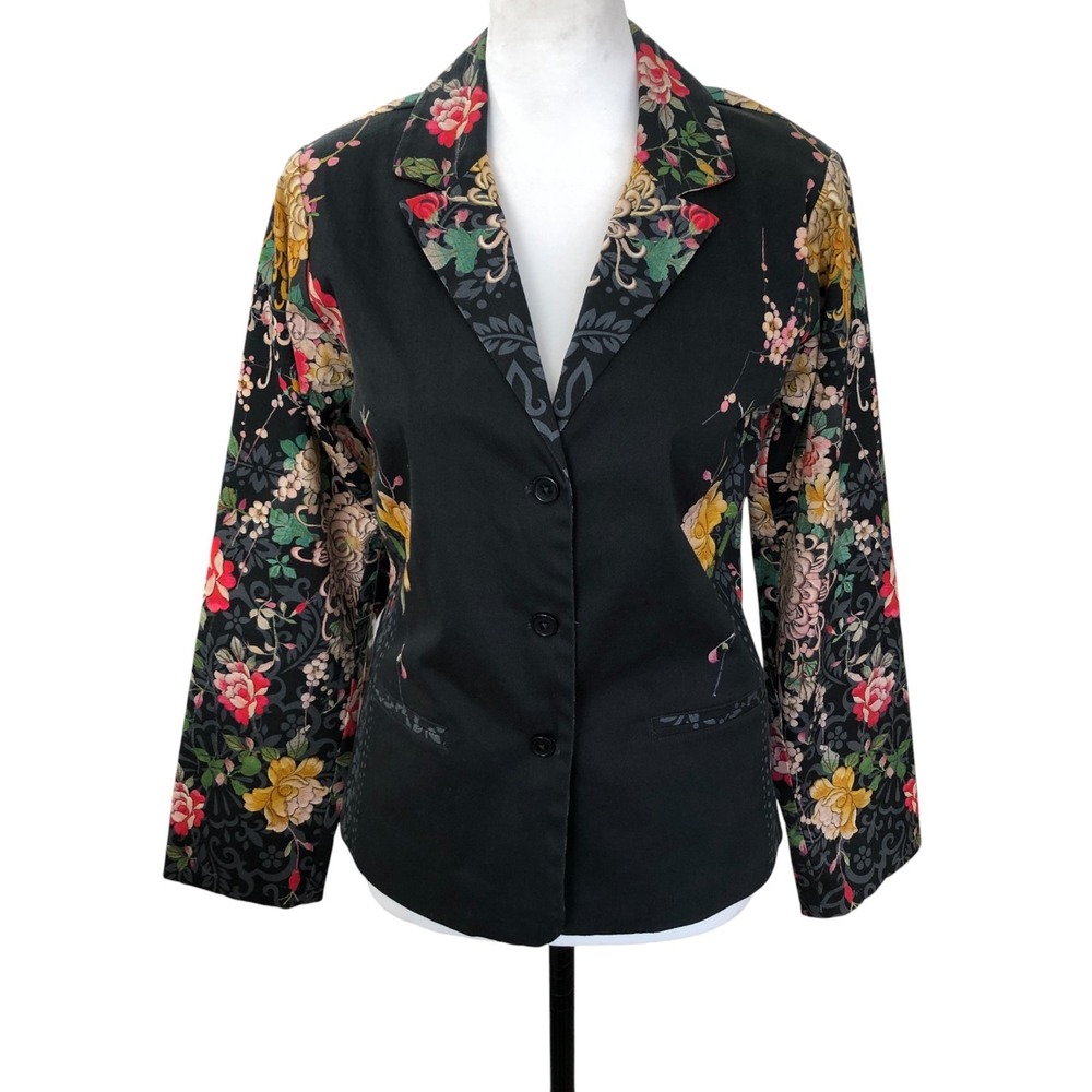 Johnny Was Pete&Greta Artsy Floral Print Cotton Trouser Jean Sz 8 Pant/S jacket - Picture 3 of 16